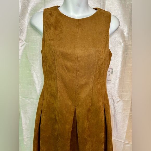 ROZ & ALI Women's Sleeveless Fit And Flare Faux Suede Dress - Picture 9 of 9